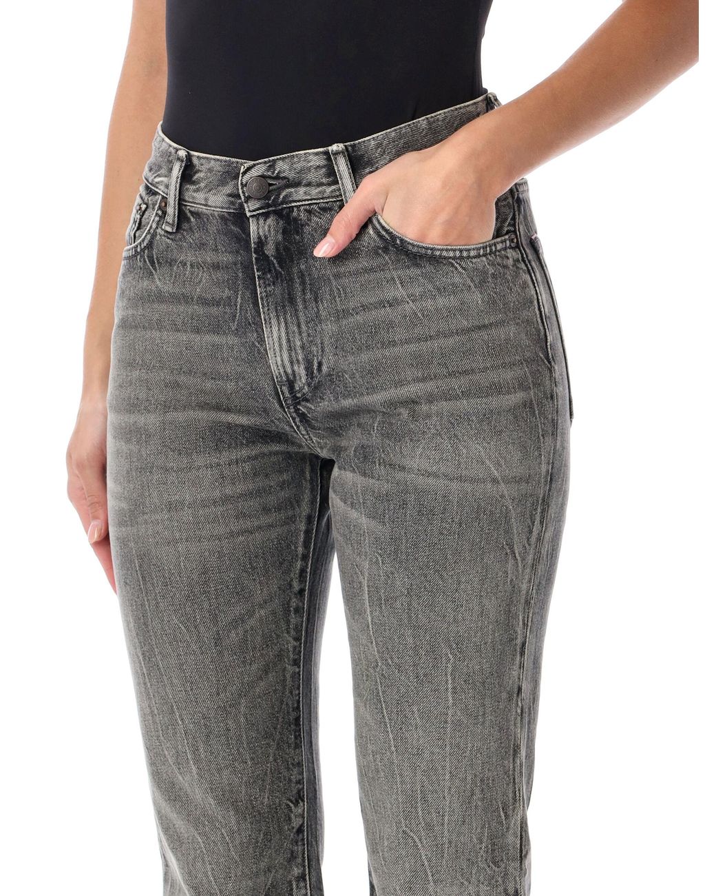 Acne Gray High-Rise Flared Jeans