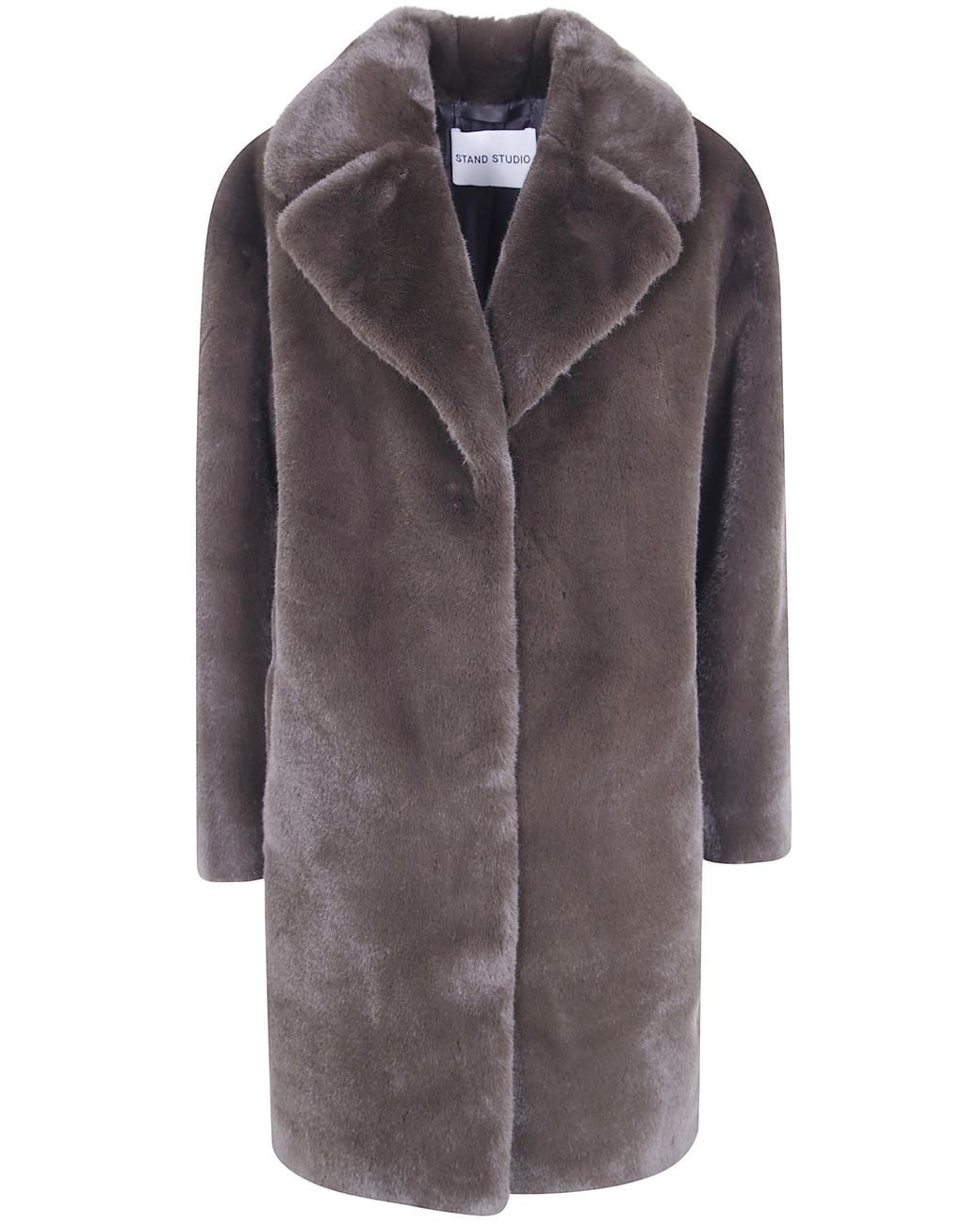 Stand Studio Gray "Camille" Cocoon Soft Teddy Coat