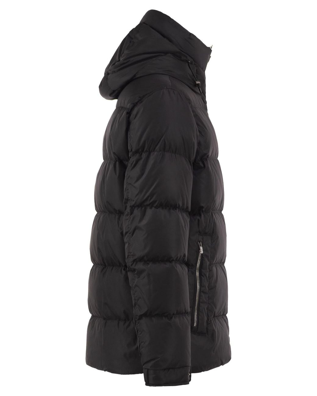 Herno Black Padded Down Jacket With High Collar And Integrated Hood for men