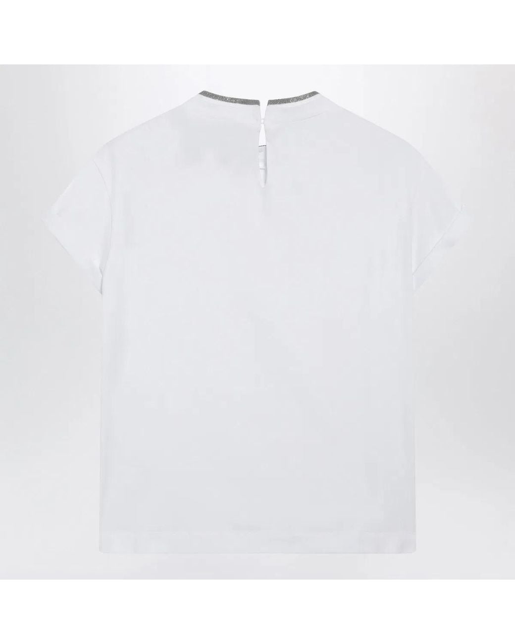 Brunello Cucinelli White Crew-Neck T-Shirt With Pendant