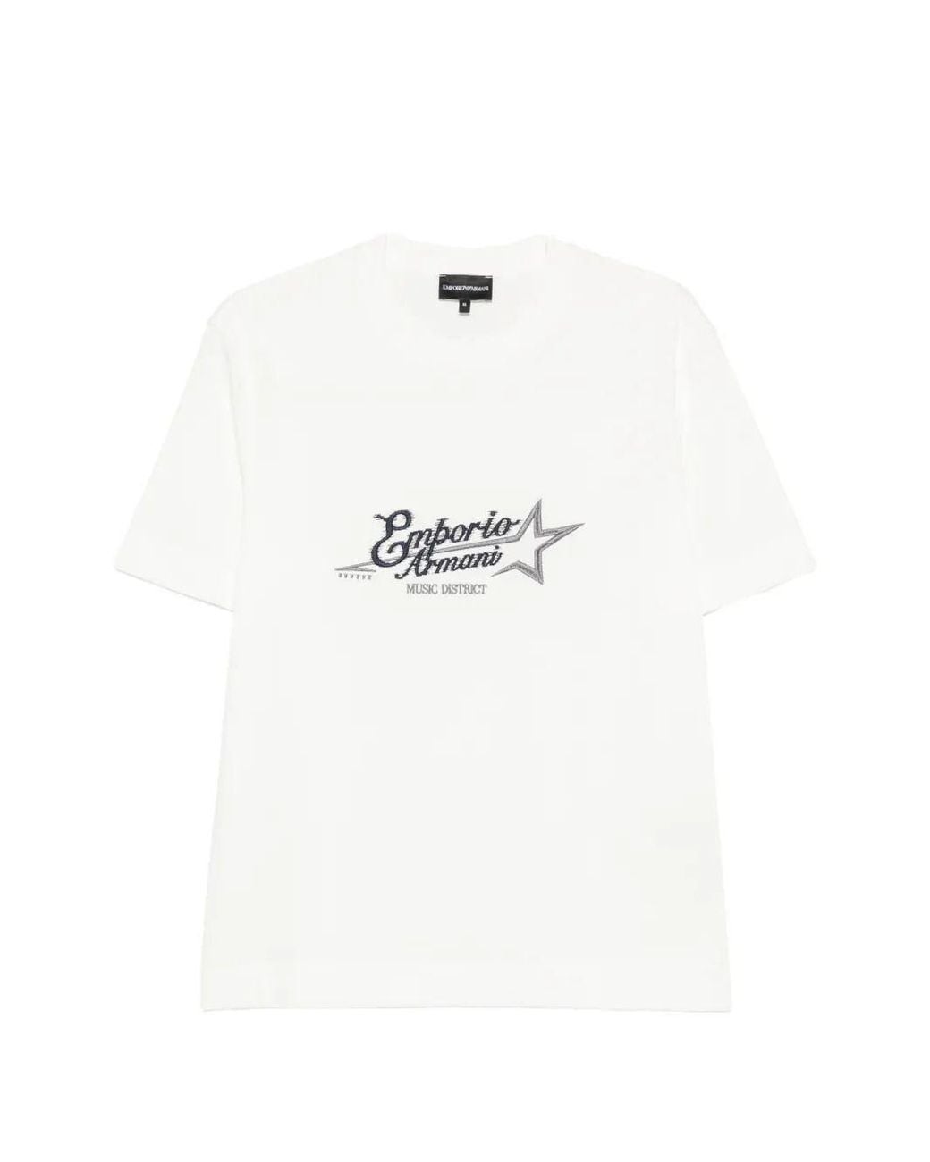 Emporio Armani White T-Shirt With Embroidered Logo for men