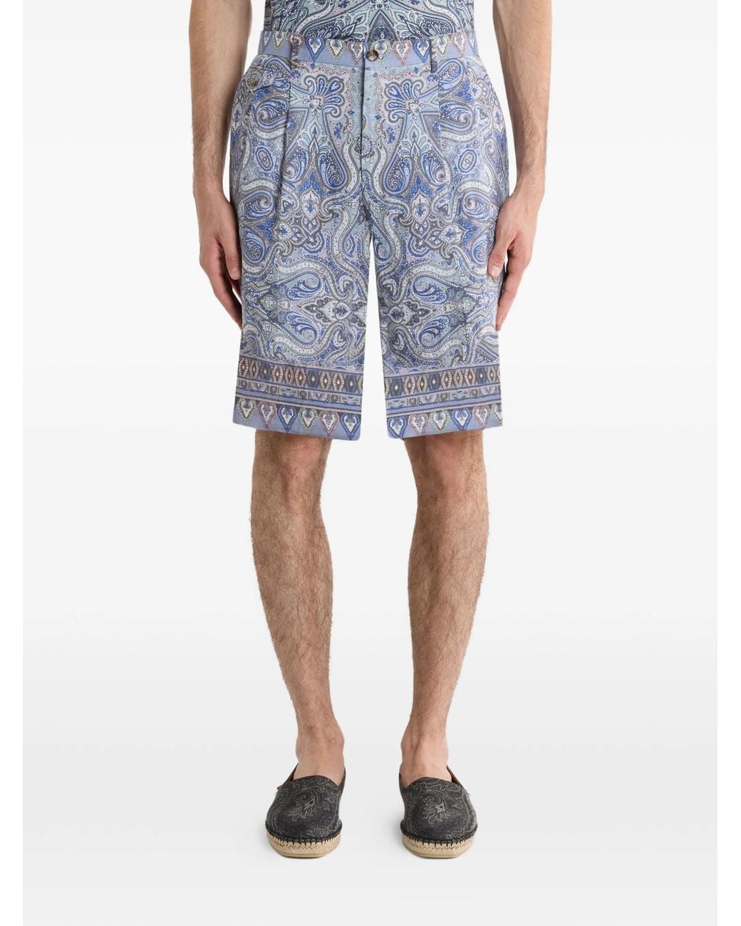 Etro Blue Linen Cotton Shorts