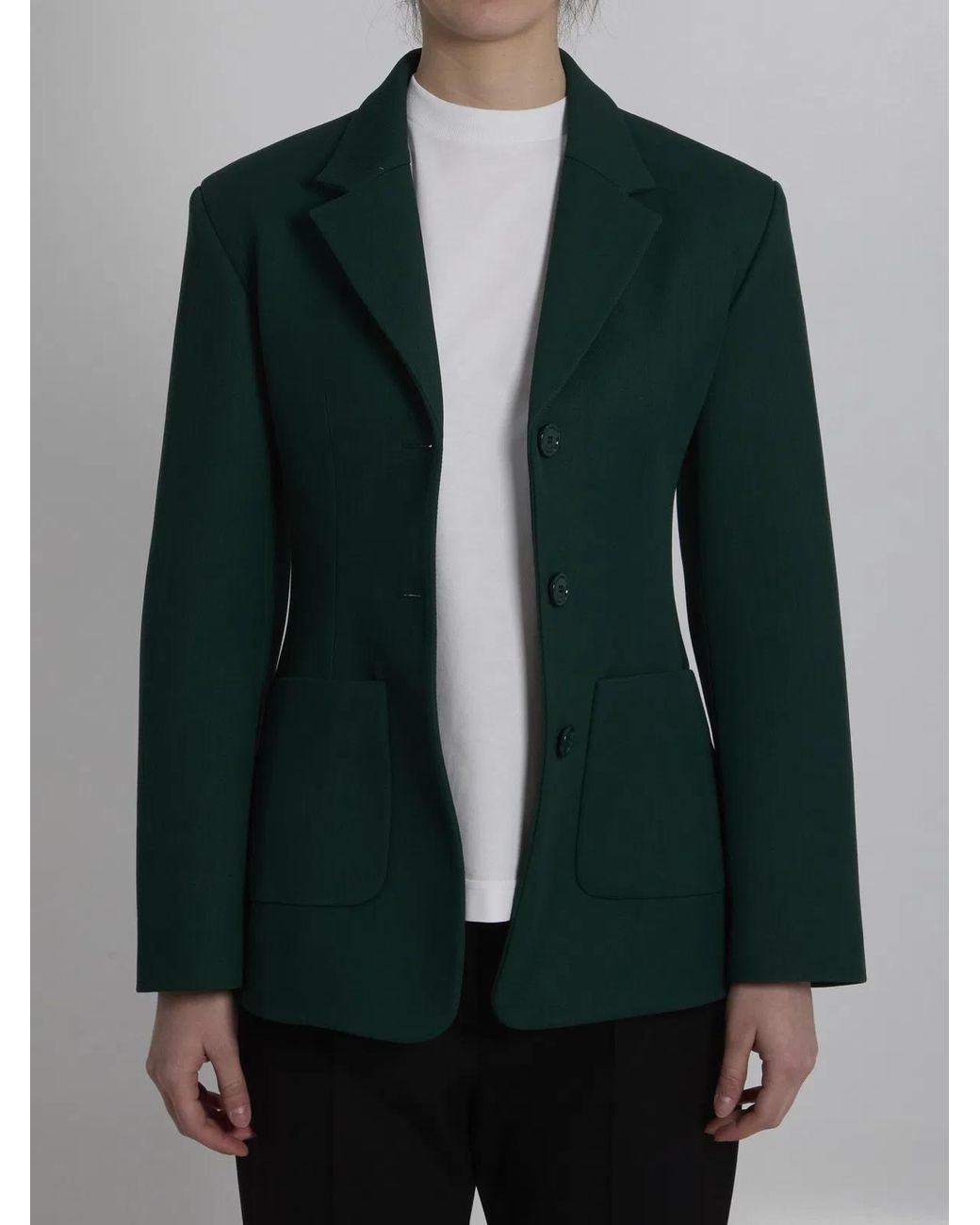Loewe Green Fitted Wool Twill Jacket