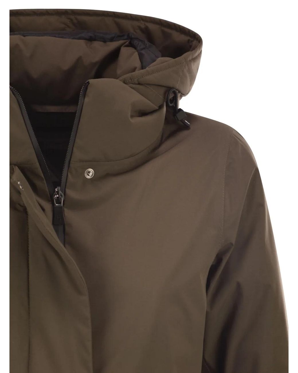 Herno Green A-Shaped Down Jacket With Hood, 2 Layers
