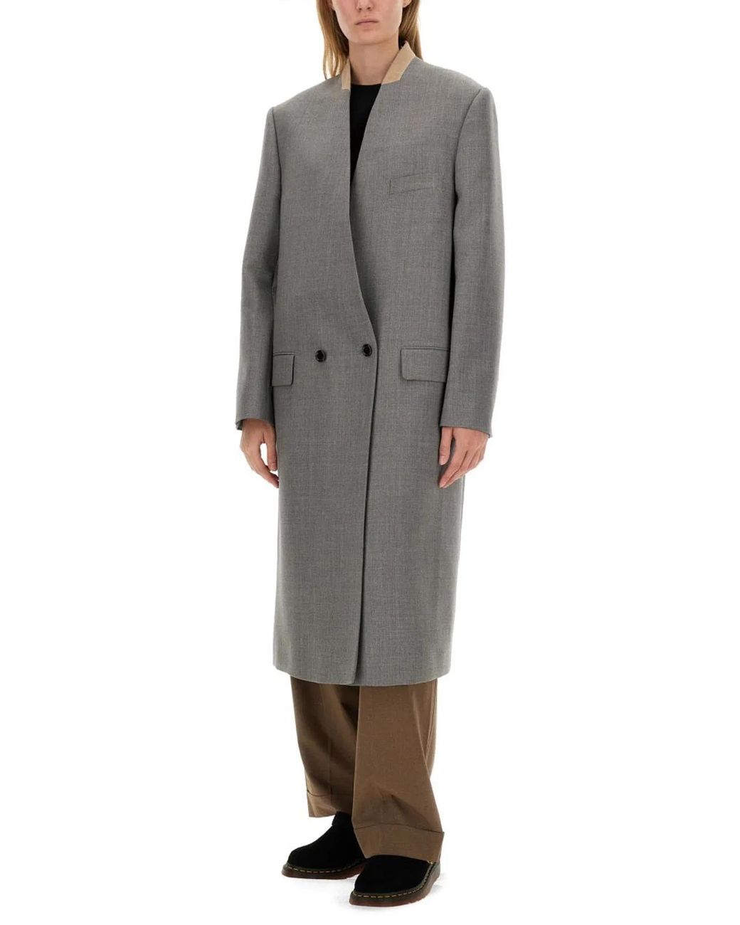 Moschino Gray Tailored Wool Coat