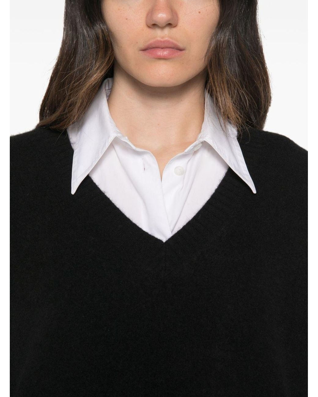 C.t. Plage Black Wool V-Necked Jumper