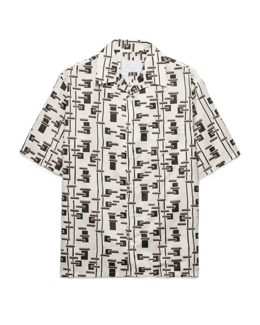 Prada White Printed Cotton Silk Blend Shirt for men