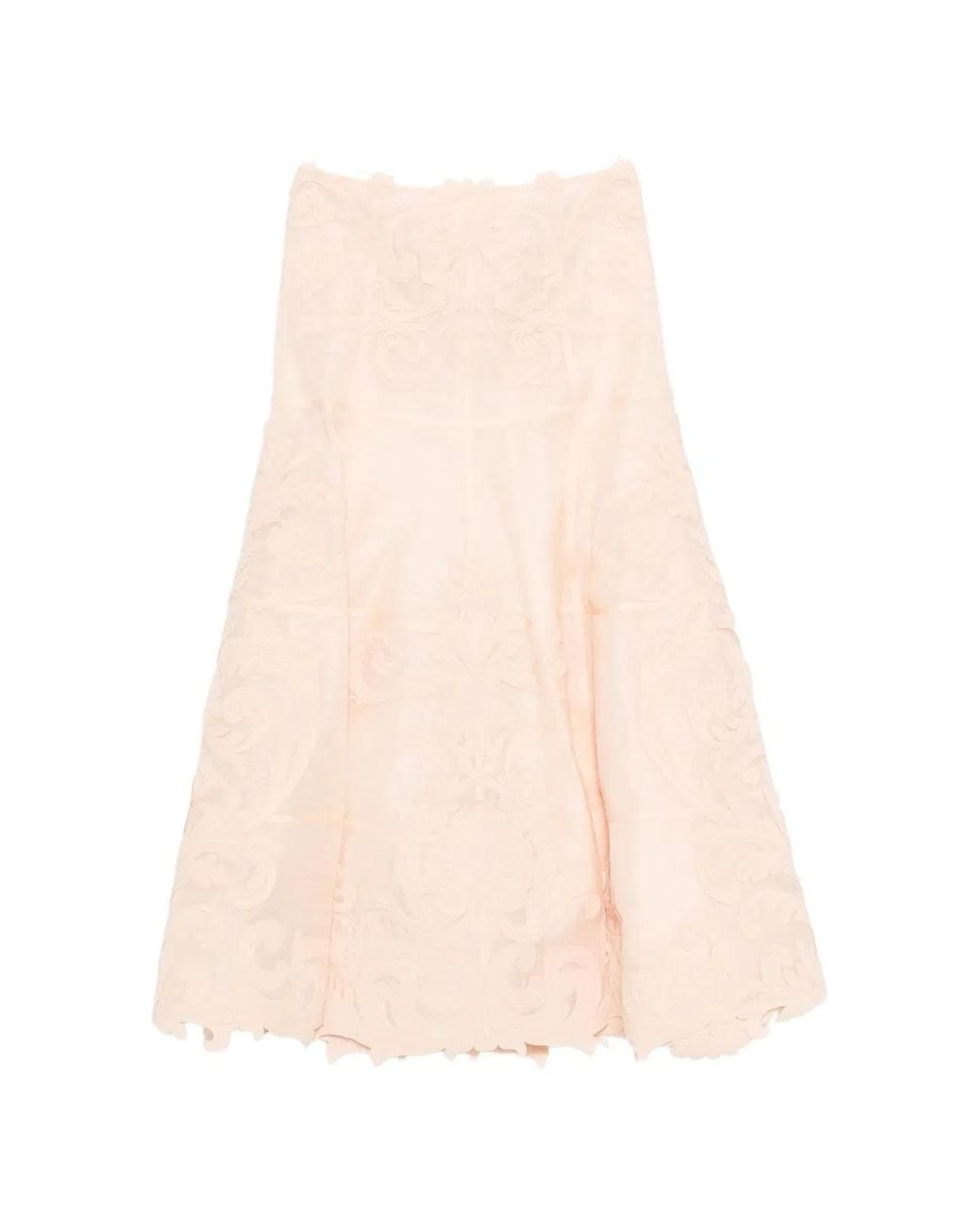 Zimmermann Natural Floral-Pattern Midi Skirt