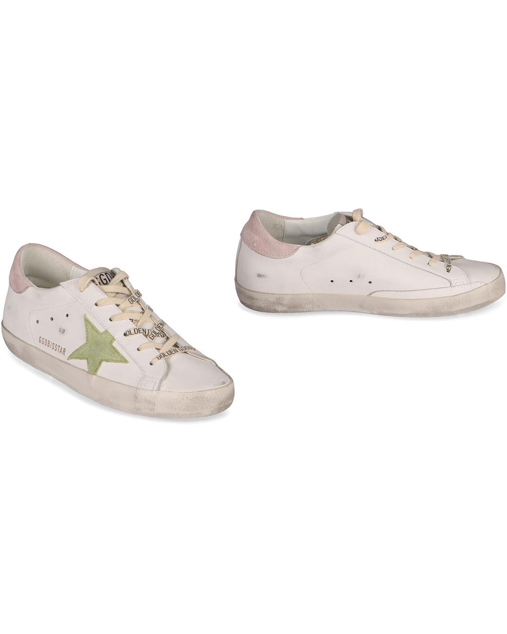Golden Goose Deluxe Brand White "Super Star" Bio Based Upper Suede Star And Heel Sneakers