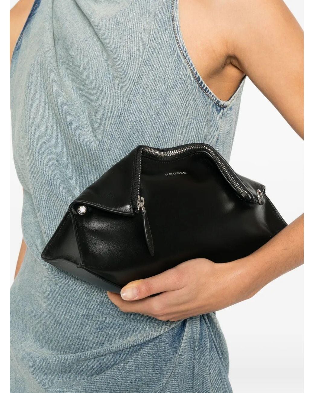 McQueen Black Manta Clutch