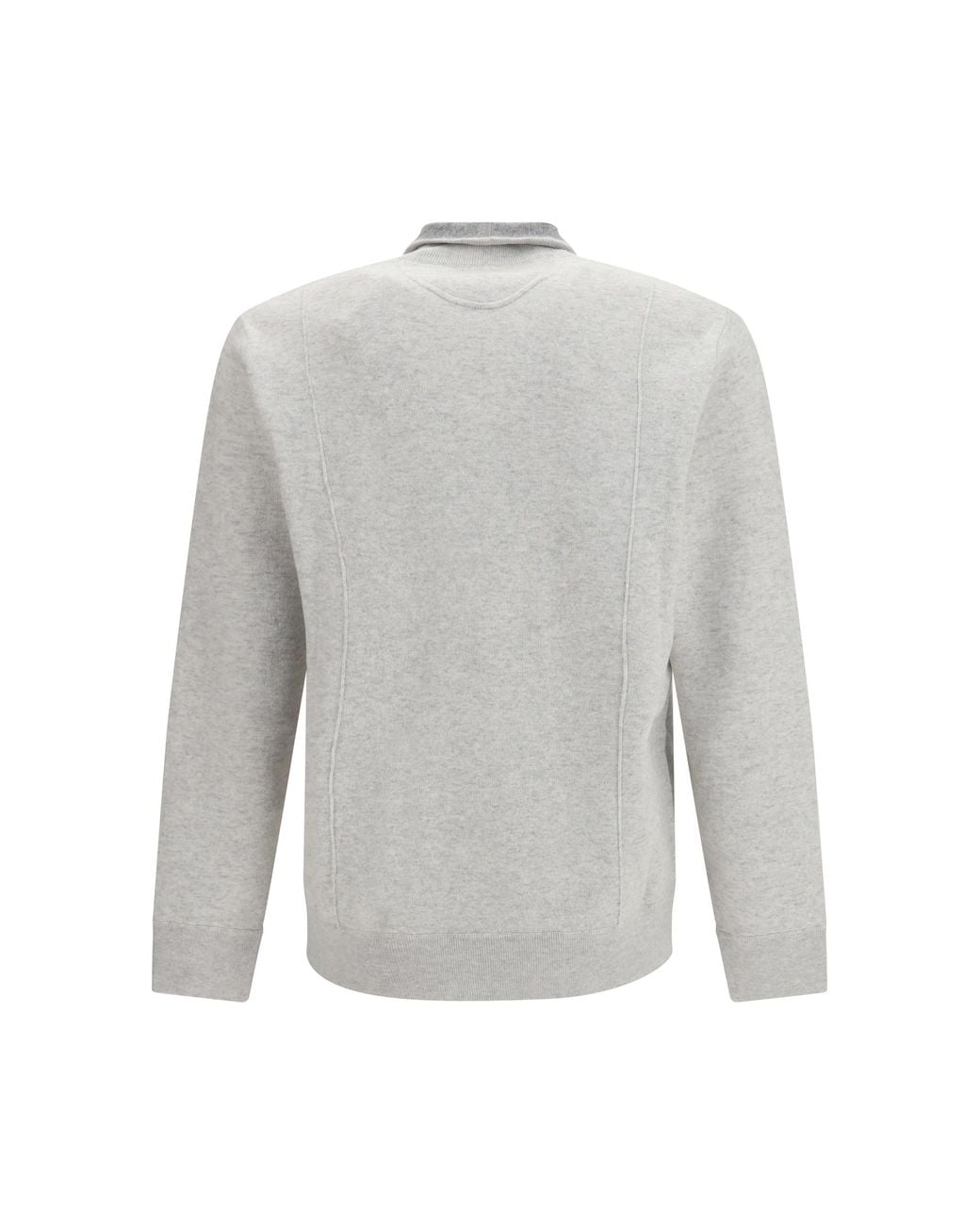 Brunello Cucinelli Gray Double Cashmere Cardigan With Zip And Logo for men