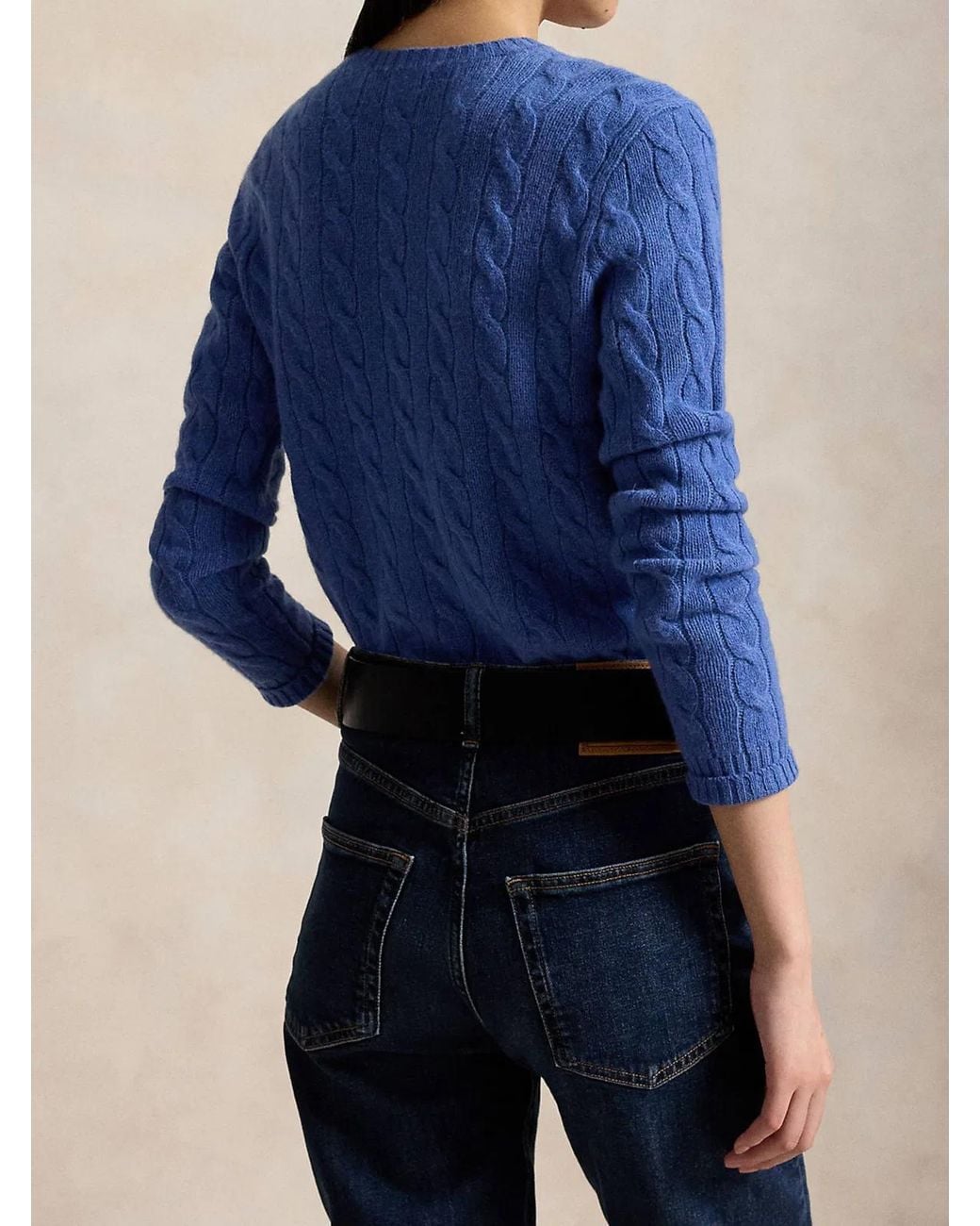 Polo Ralph Lauren Blue Long Sleeve Cable Knit Pullover With Fitted Silhouette