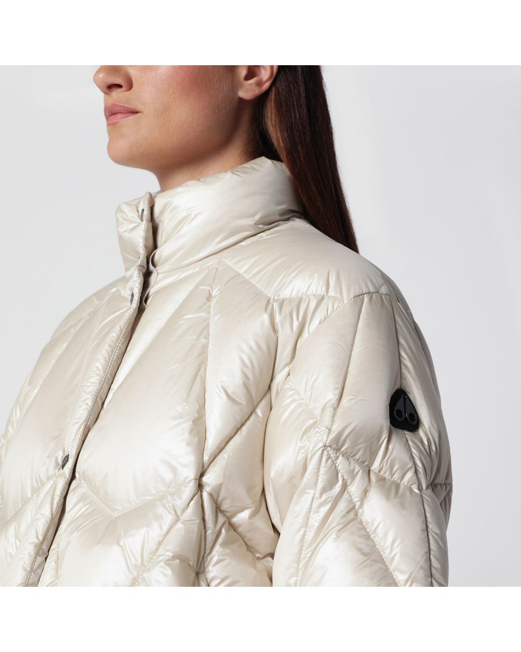 Moose Knuckles Natural Iceberg Quilt Down Alabaster Nylon Down Jacket