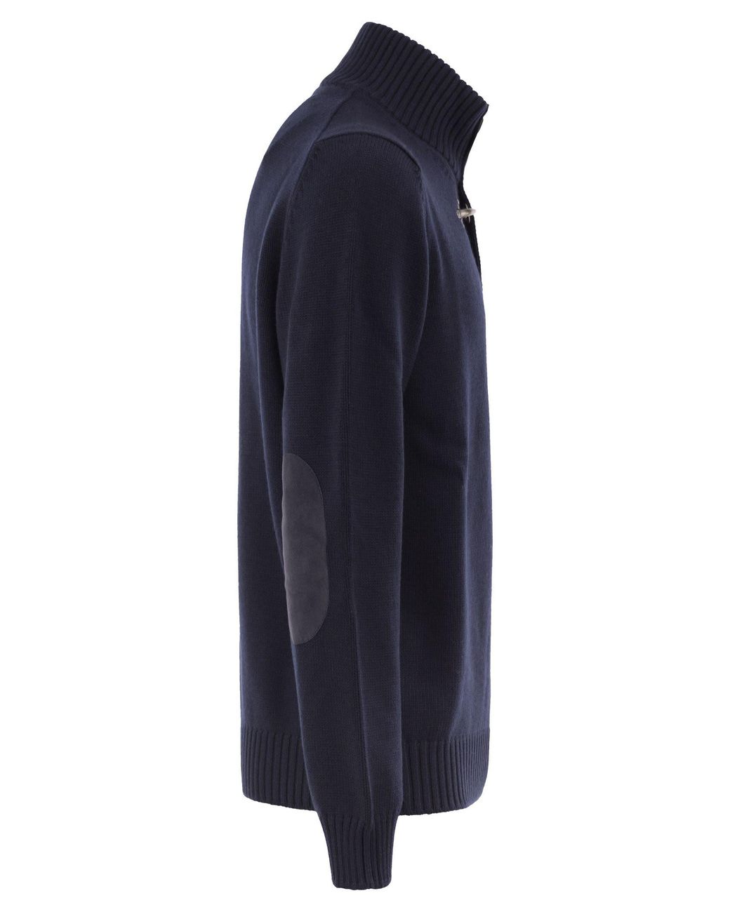 Fay Blue Virgin Wool Jumper With High Neck And Hook Fastening for men