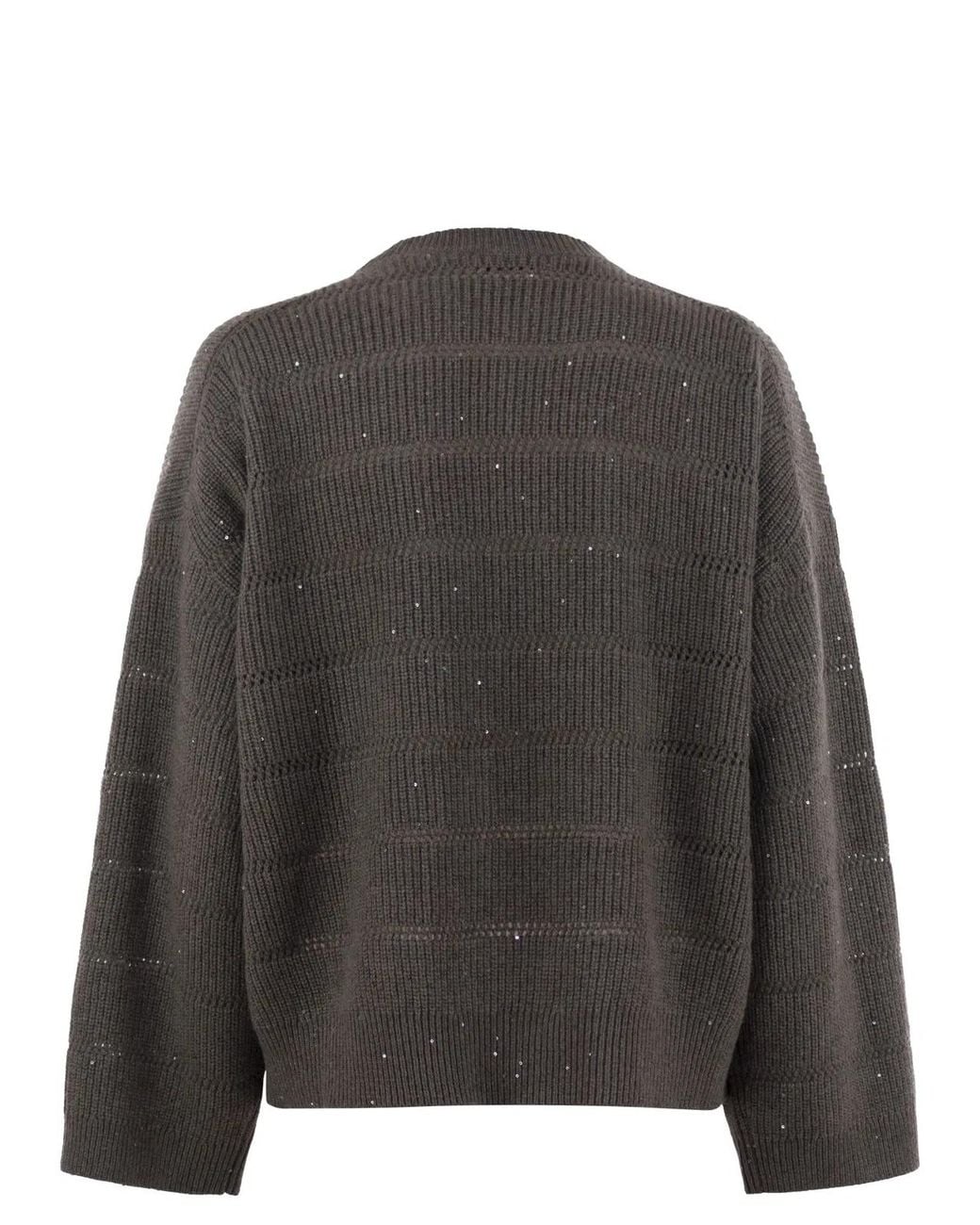 Brunello Cucinelli Black Cashmere And Wool Crew-Neck Sweater