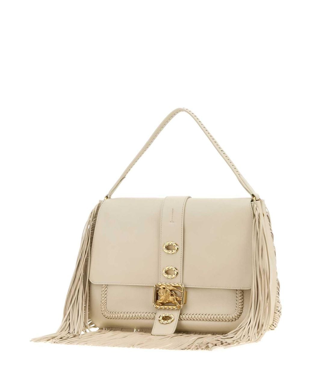 Burberry Natural Ivory Leather Medium Rider Shoulder Handbag