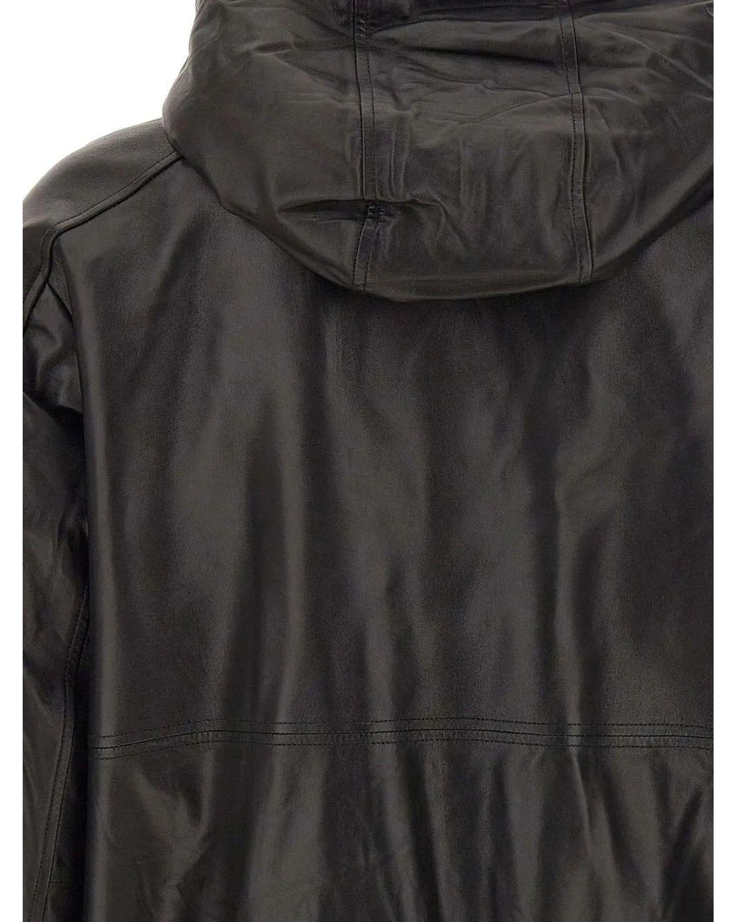 Moose Knuckles Gray Neo Leather Hooded Jacket for men