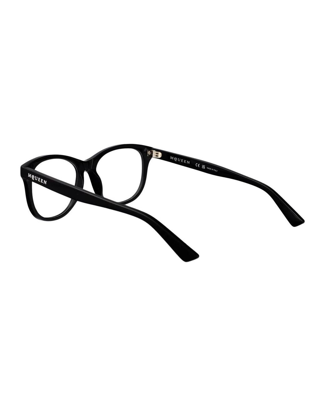 McQueen Black Transparent Acetate Glasses