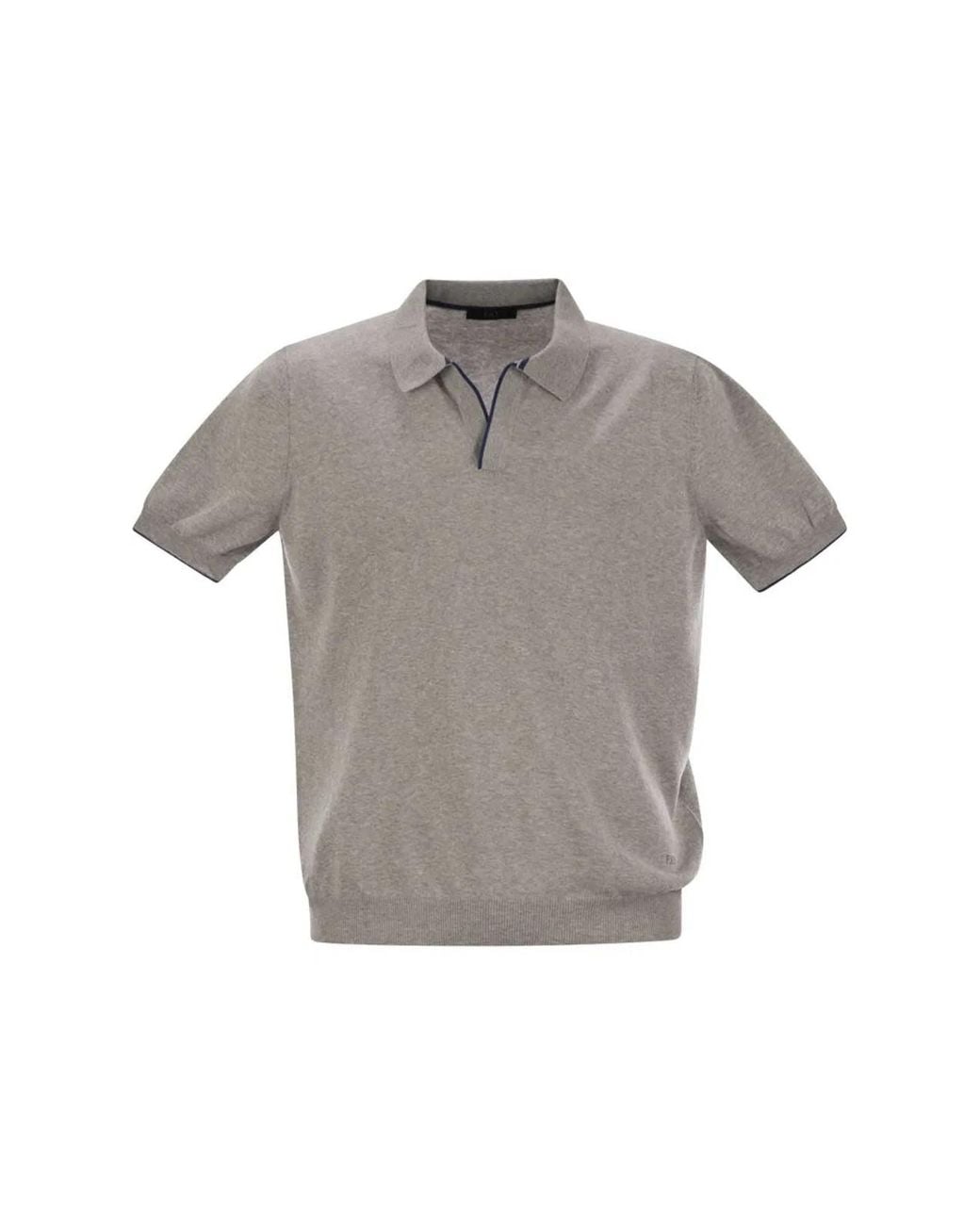 Fay Gray Cotton Buttonless Polo Shirt for men