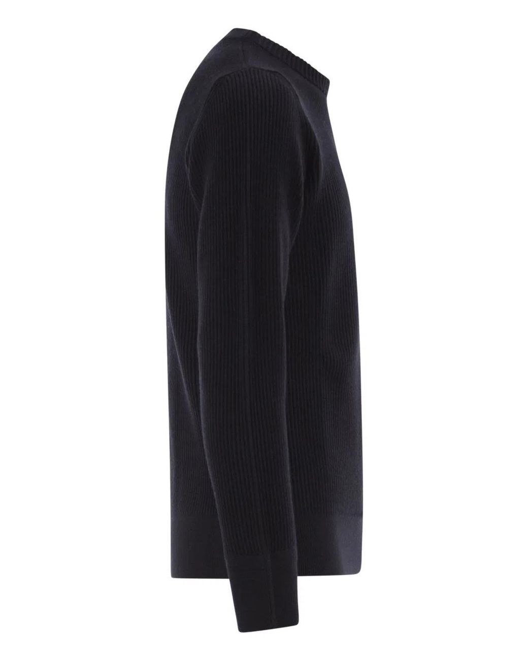 Stone Island Black Crew-Neck Jumper With Ribbed Edges for men