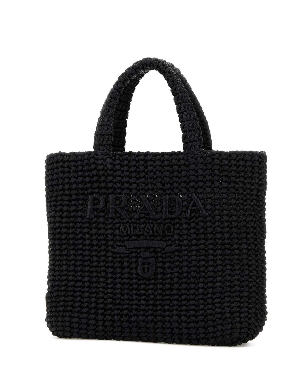 Prada Black Raffia Shopping Handbag