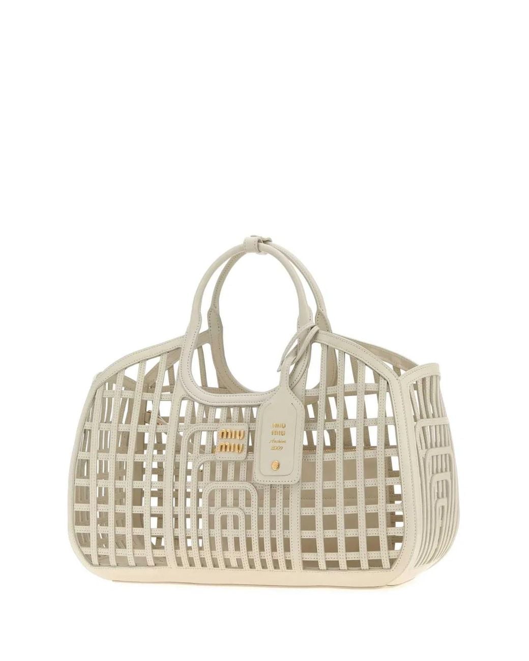 Miu Miu Metallic Chalk Leather Shopping Bag