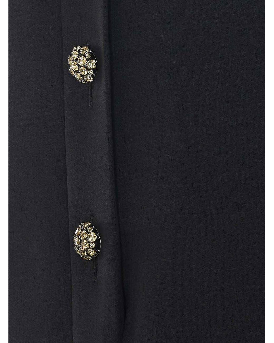 Saint Laurent Black Mini Buttons And Crystals Dress