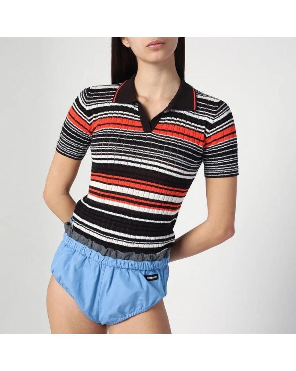 Roberto Collina Blue Striped Polo Shirt