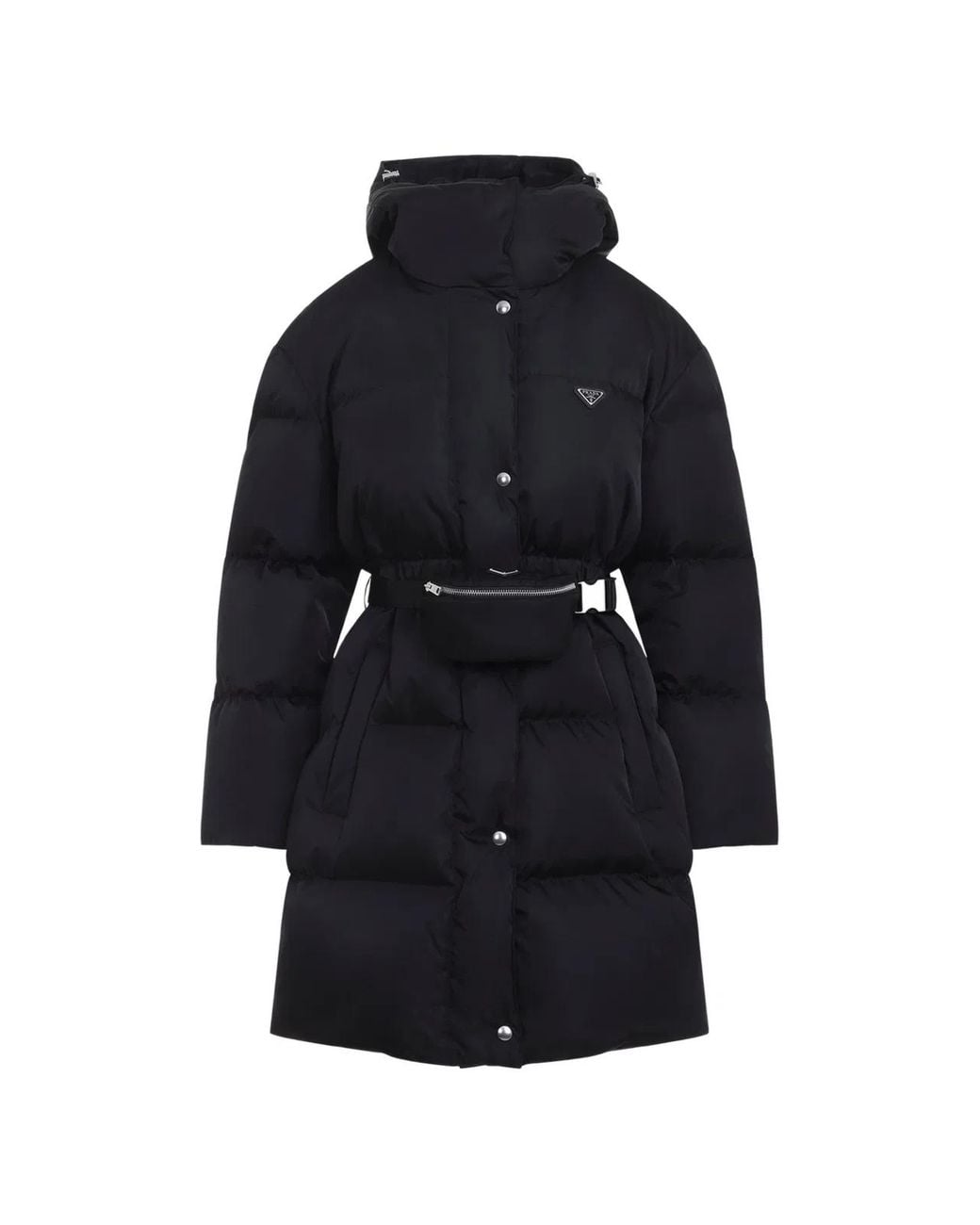 Prada Blue Belted Padded Coat