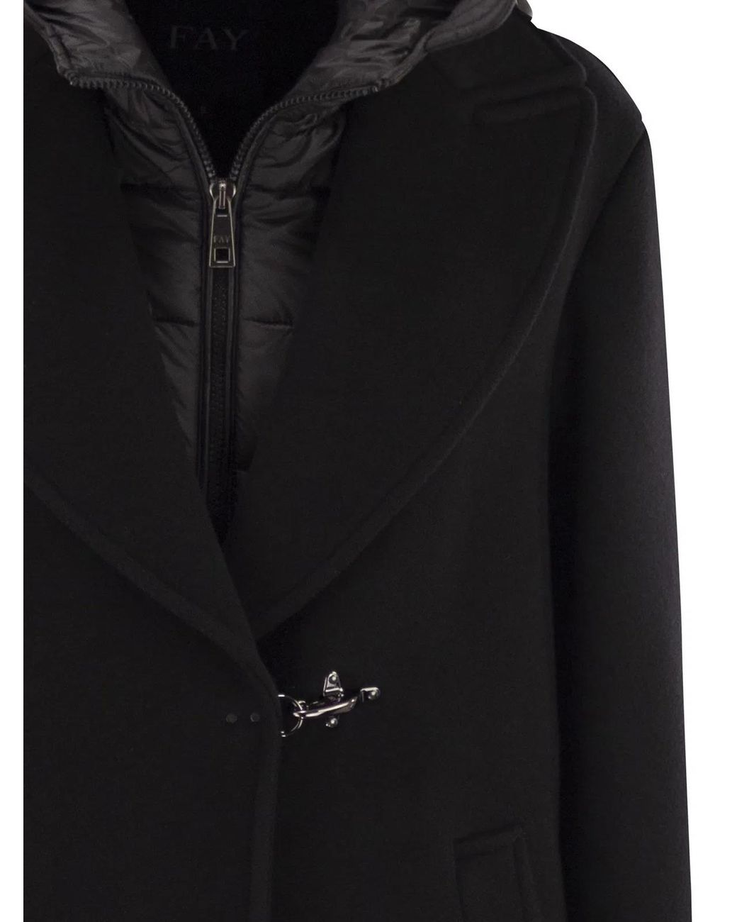 Fay Black Double Front Coat