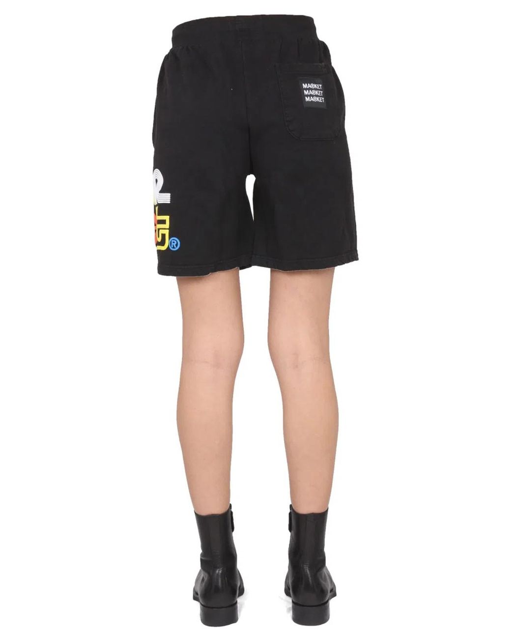 Market Black Bermuda With Logo Print