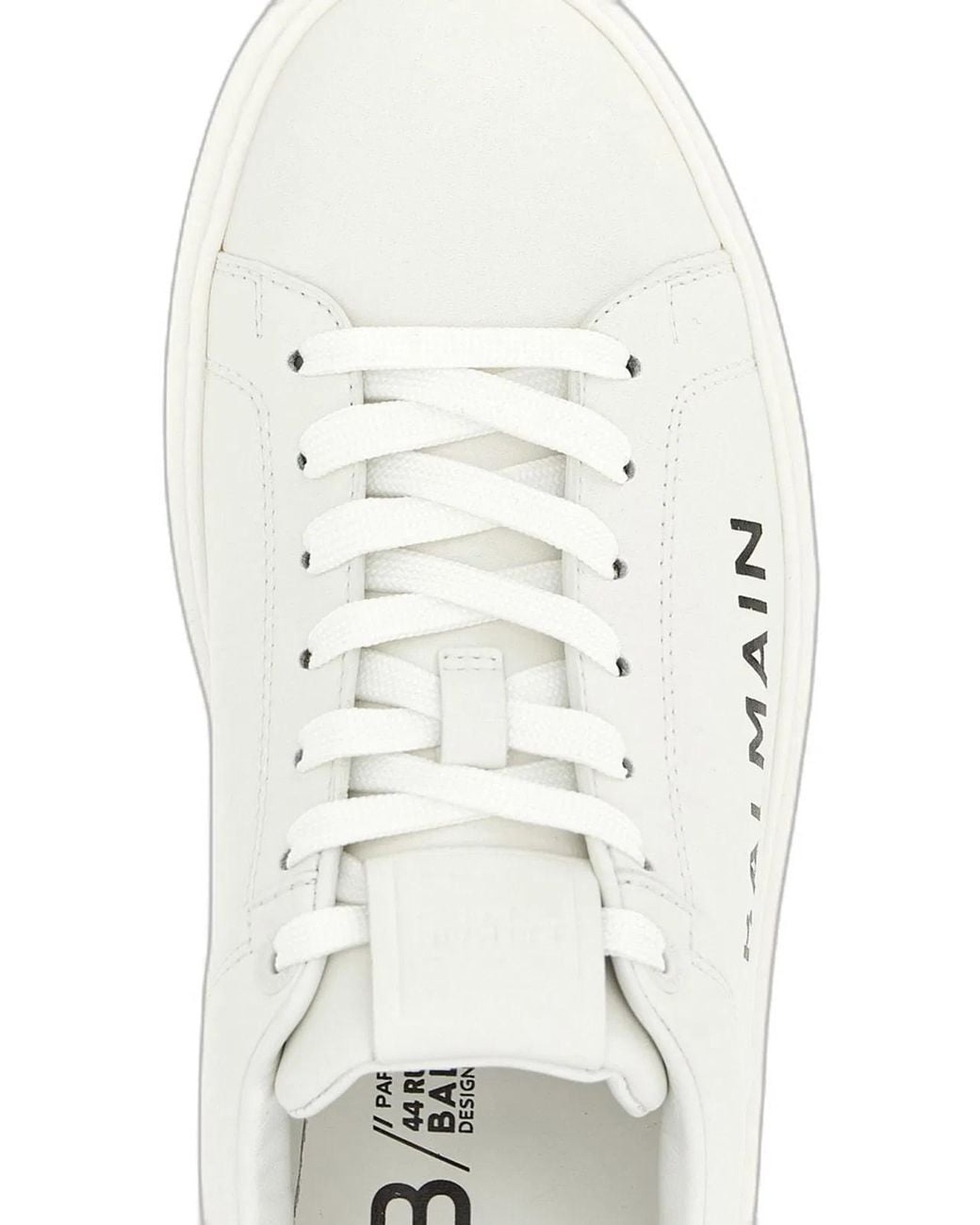 Balmain White Calf Leather Lace-Up Sneaker for men
