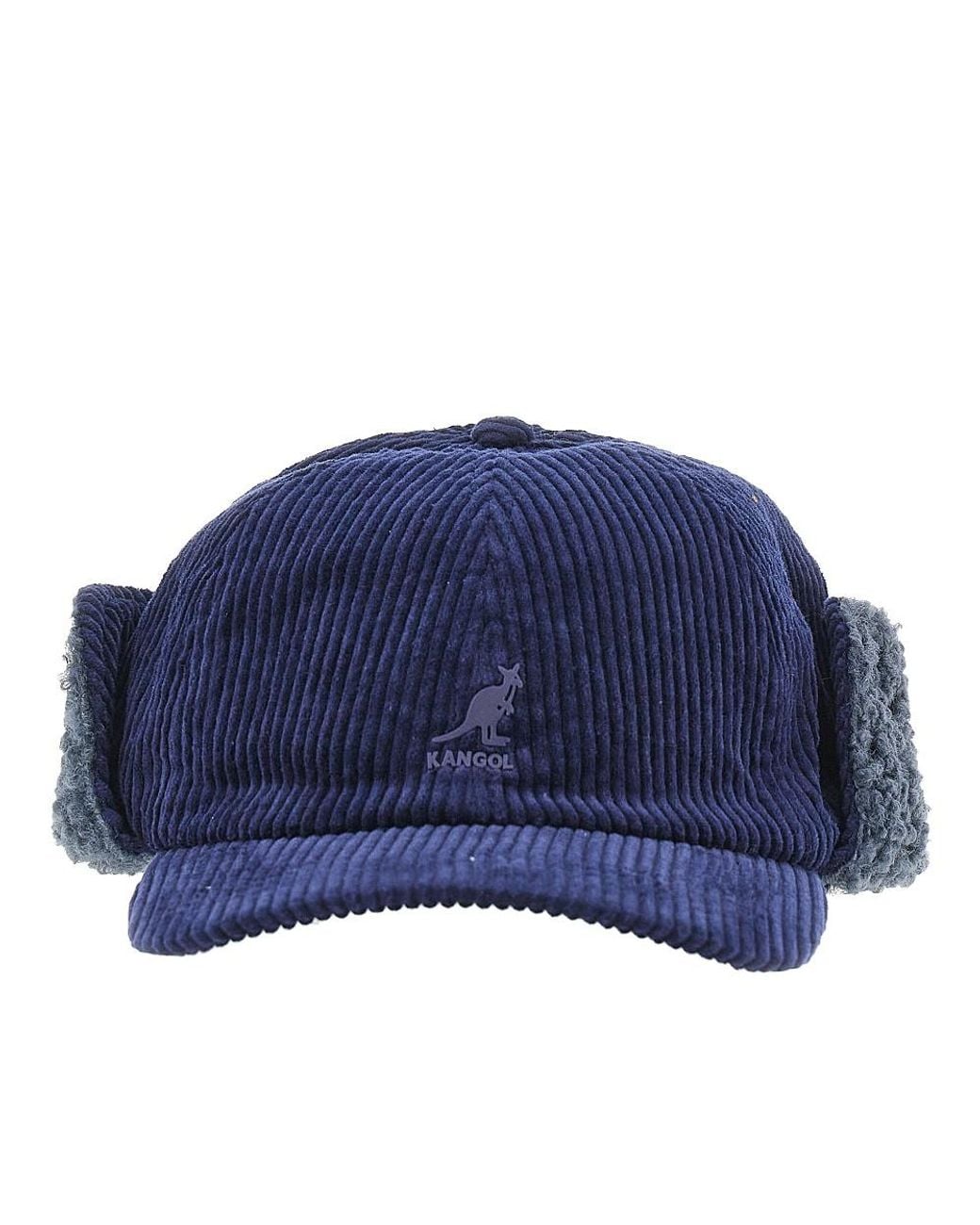 Kangol Blue Corduroy Baseball Hat With Earflap for men