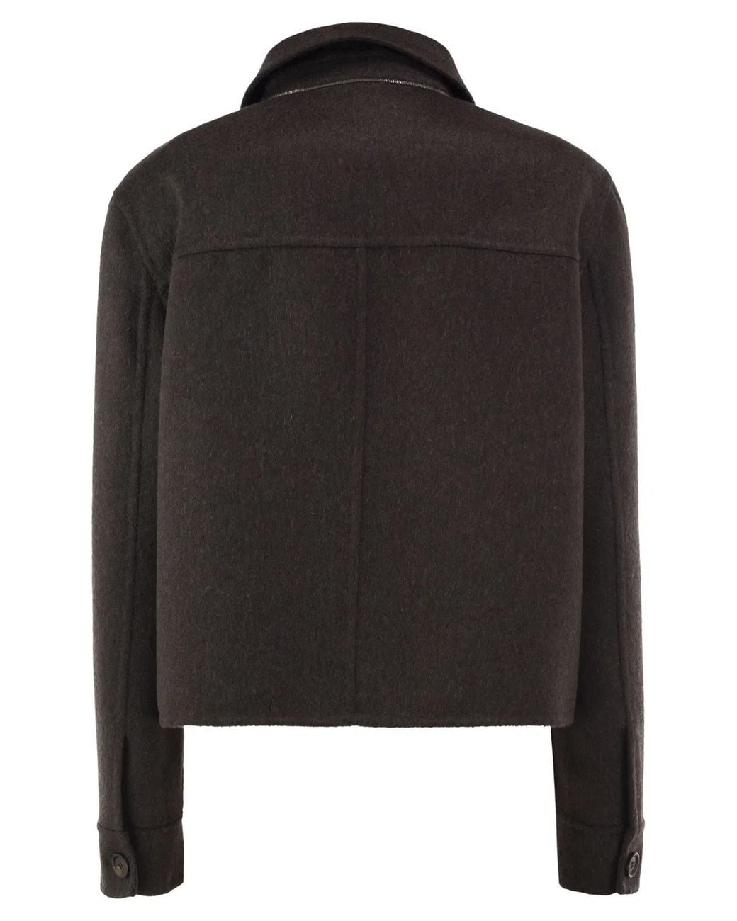 Brunello Cucinelli Black Cropped Cashmere Jacket With Monili Detail