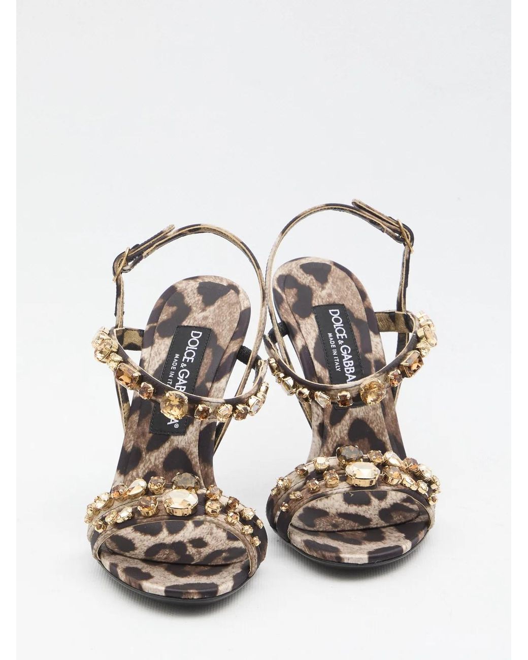 Dolce & Gabbana White Animal Print Sandals