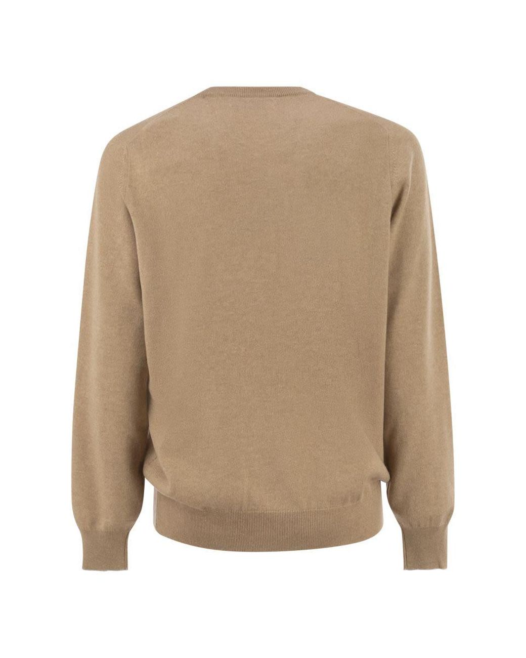 Brunello Cucinelli Natural Pure Cashmere Crew-Neck Sweater