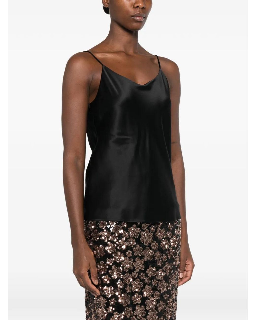 Max Mara Black Silk Satin Top