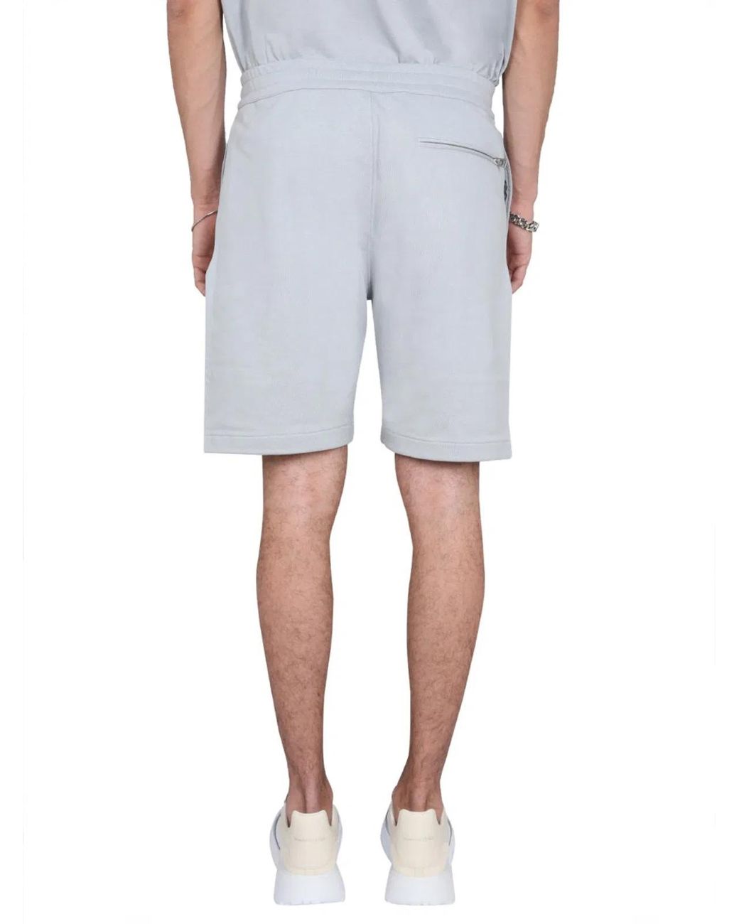 McQueen Gray Bermuda Shorts With Graffiti Logo Print for men