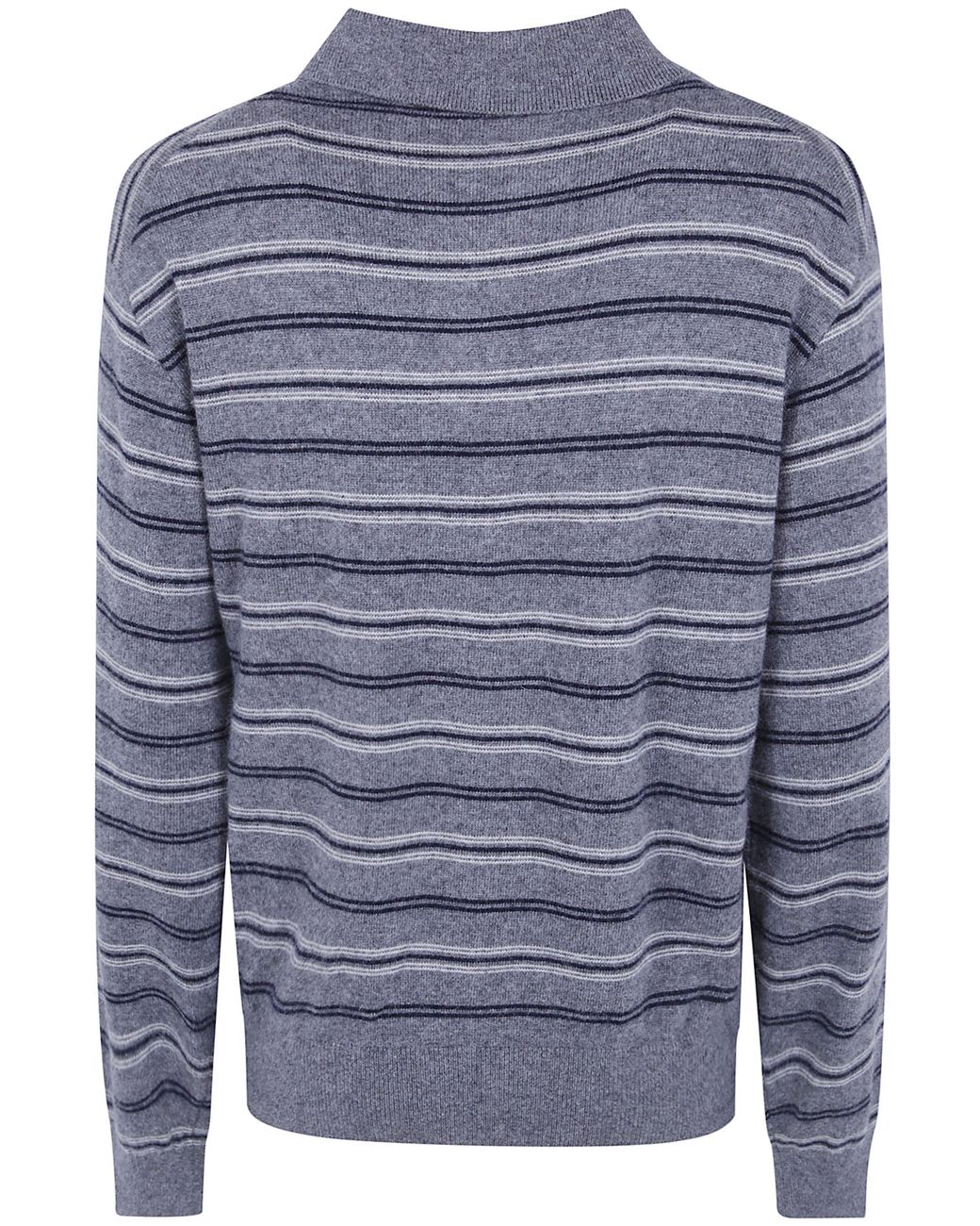 DUNST Blue Collared Striped Sweater