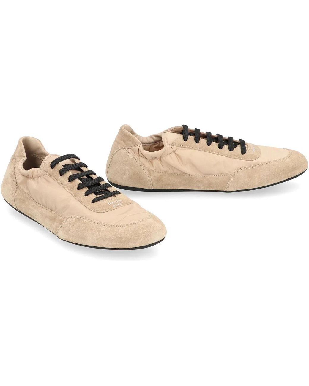 Prada Pink Collapse Re-Nylon And Suede Sneakers