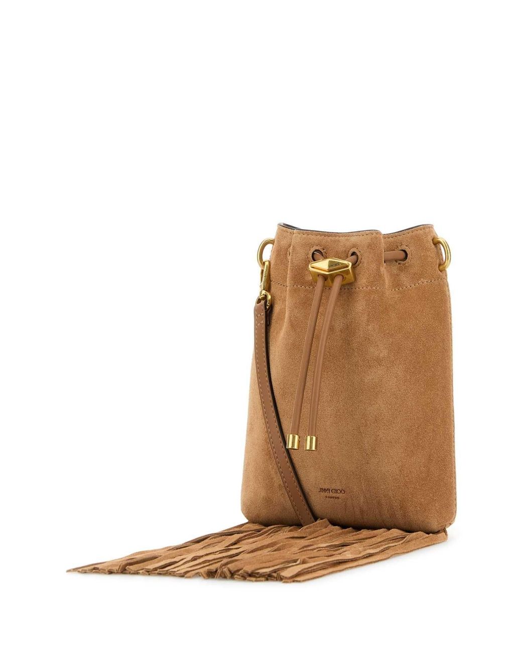 Jimmy Choo Brown Camel Suede Bon Bon Bucket Bag