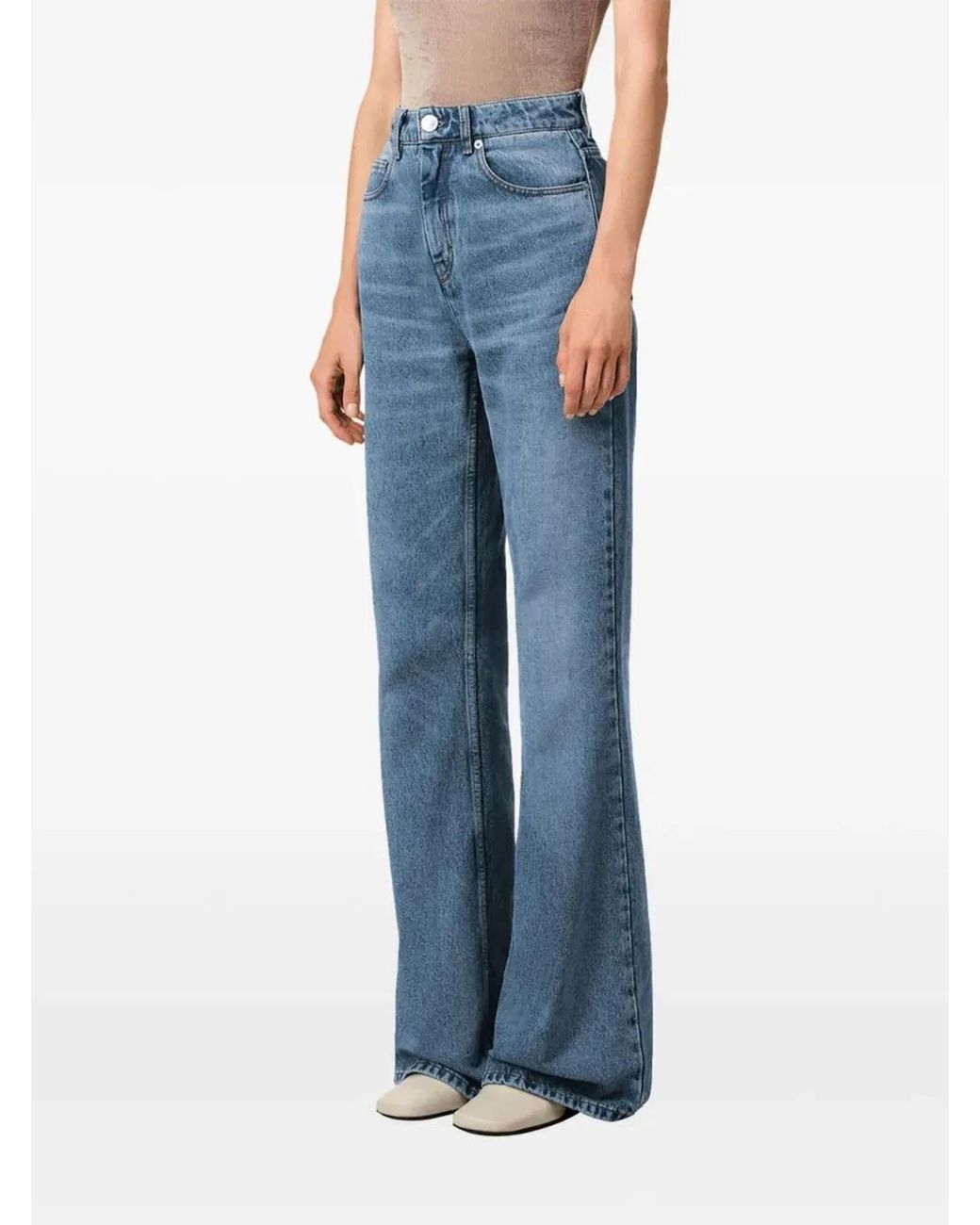 AMI Blue Straight-Leg Denim Pants With Subtle Fading