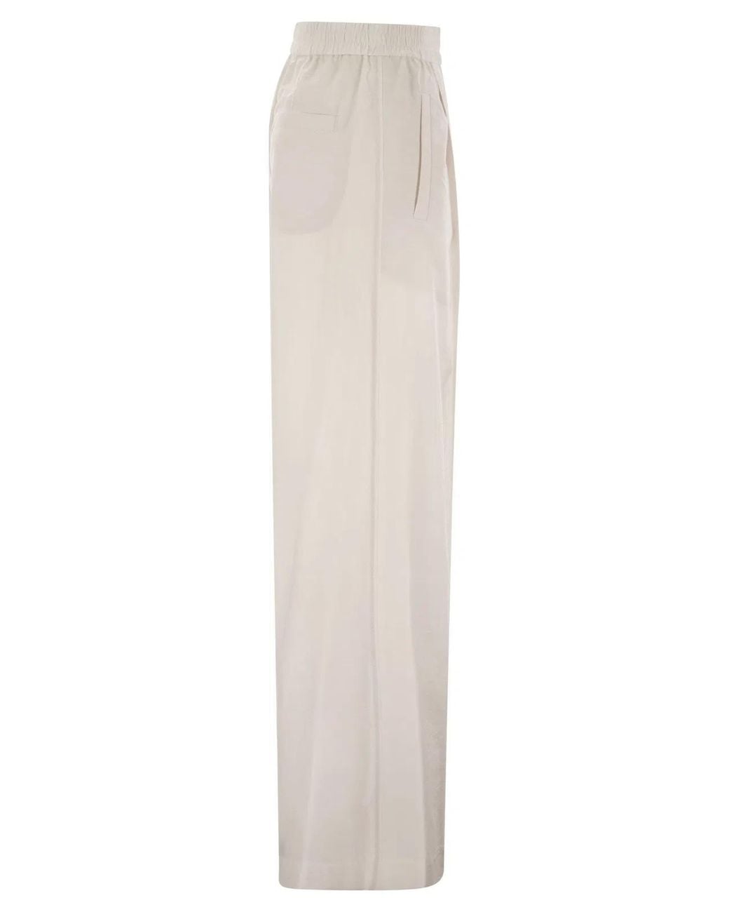 Brunello Cucinelli White Loose Fit Cotton Trousers