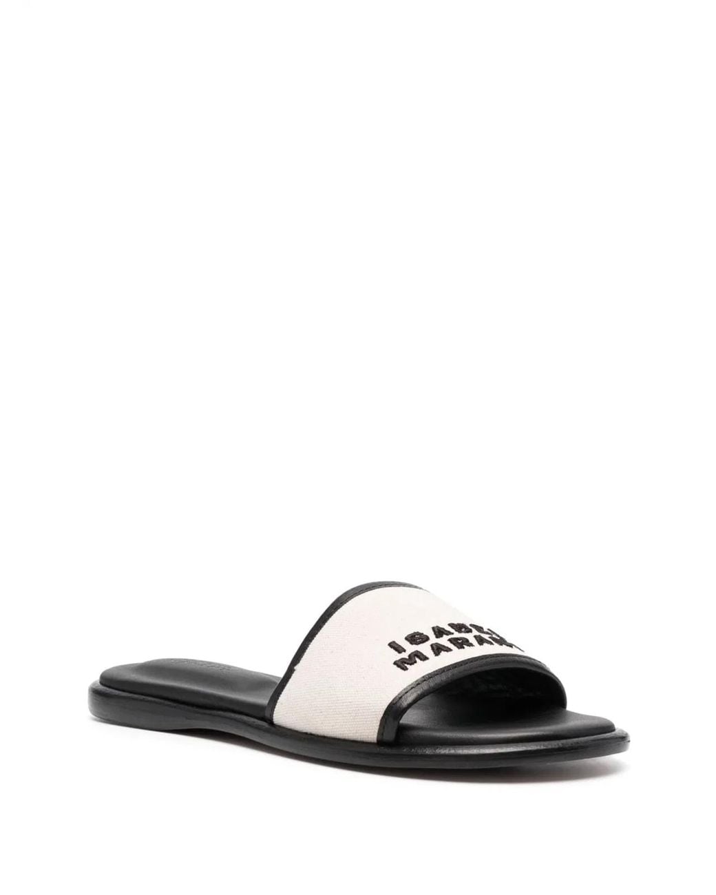 Isabel Marant White Luxurious Embroidered Leather Slides