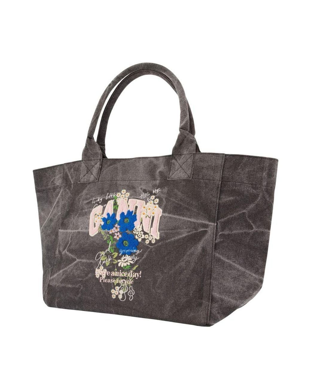 Ganni Gray Medium Trapeze Easy Shopper Bag