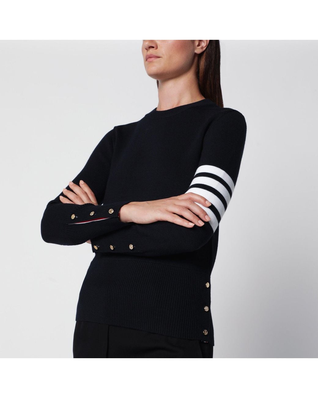 Thom Browne Black 4Bar Crewneck Sweater