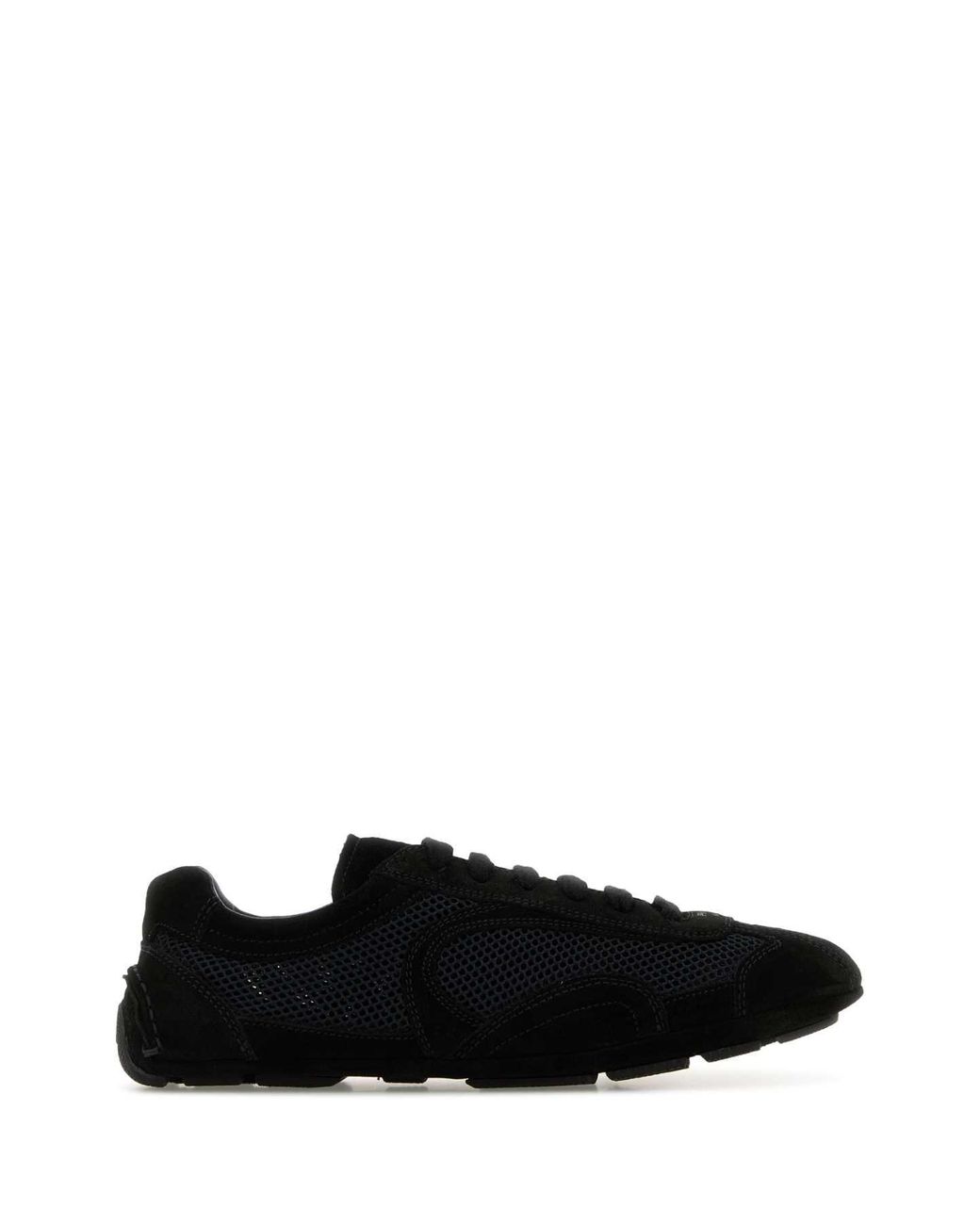 Prada Black Suede And Mesh Montecarlo Sneakers