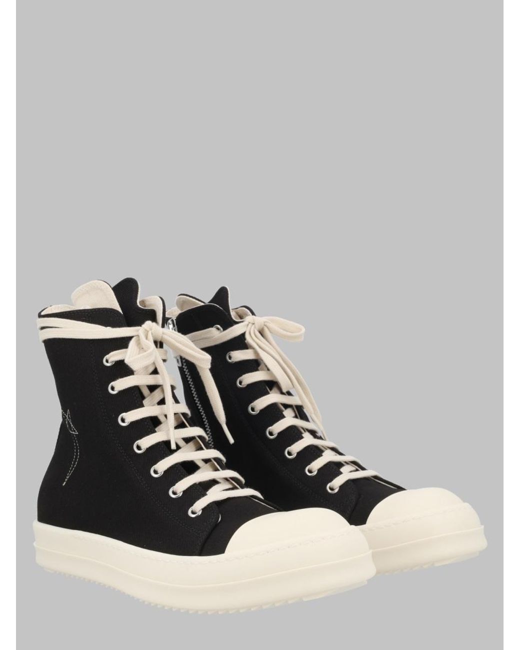 Rick Owens Black Sneaker Denim Cotton Trainers for men