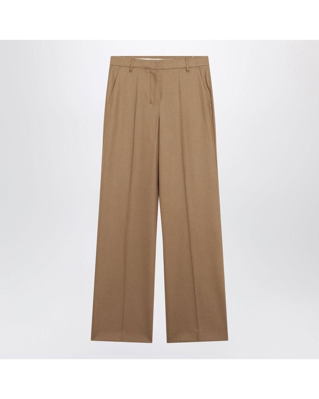 Max Mara Natural Max Mara S Regular Fit Camel Wool Trousers