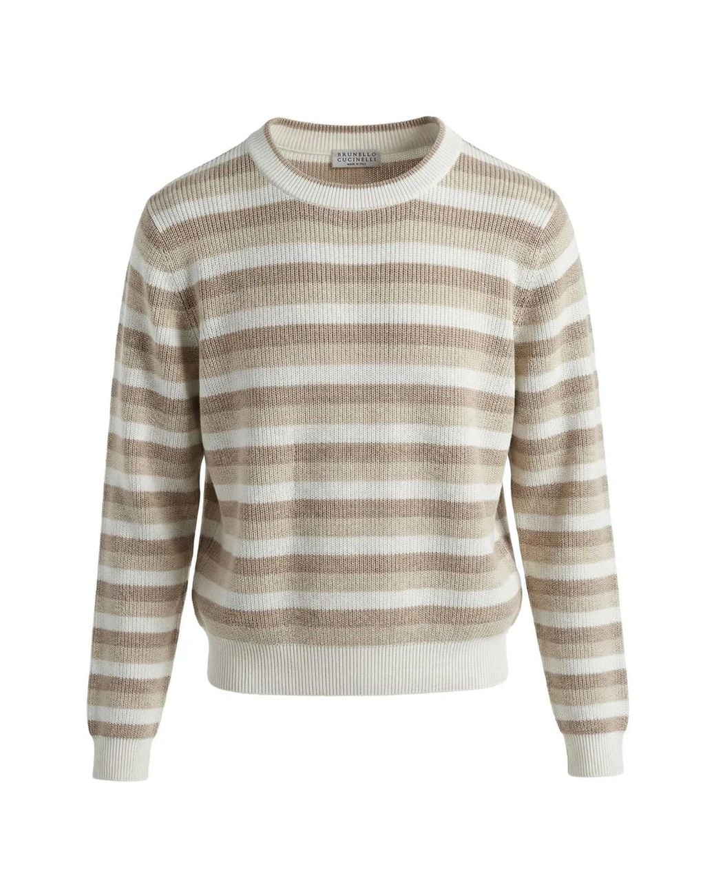 Brunello Cucinelli White Stripped Sweater